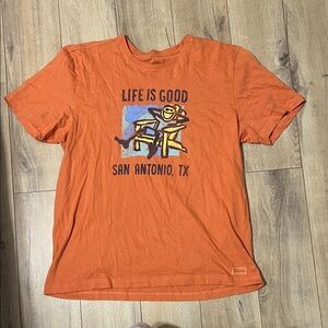 Life Is Good Orange San Antonio Graphic Tee